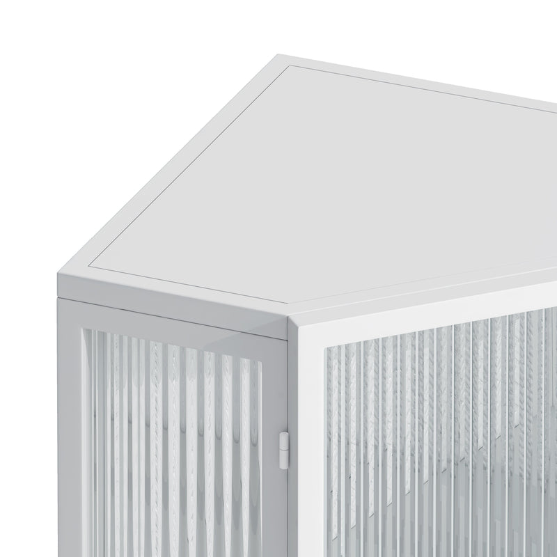 22.25 " Floor Coner Cabinet with Tempered Glass Door & Storage Shelves for Bathroom, Living Room, Bedroom (White)