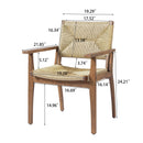 5-Piece Outdoor Dining Set: Teak Finish Round Acacia Wood Table & 4 Wicker Armchairs by HouseOfZazla