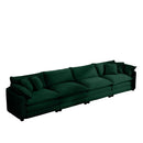 Modern Upholstered 4 Seater Fabric Sofa With Arm And Throw Pillows by HouseOfZazla