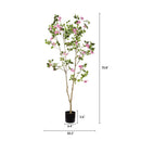 Artificial Bougainvillea Tree With Pot, Realistic Faux Flowering Plant Leaves And Blooms, Decor For Home Office - Green Leaves / Pink by HouseOfZazla