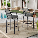 Outdoor Patio Bar Stools 29"H Set of 2, Modern Woven Rattan Rope Bar Height Chair by HouseOfZazla