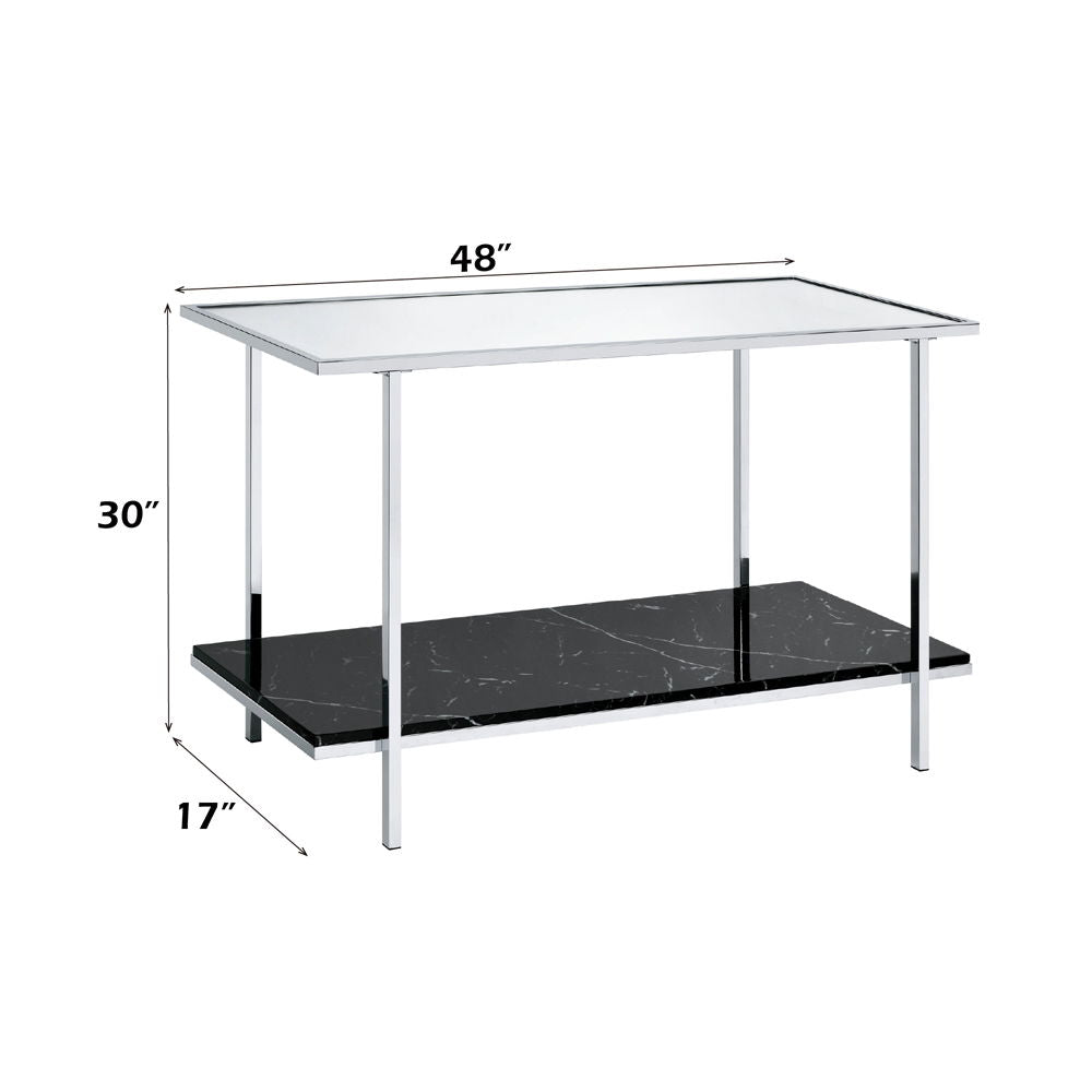 Angwin - Console Table - Mirrored, Faux Marble Top & Chrome, photo 4 of 4