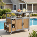 54.33" Farmhouse Rolling Outdoor Kitchen Cart