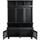 5-in-1 Entryway Bench with Shutter-shaped doors, Coat Rack, Cushion and 4 Sturdy Hooks, 47.2" Wide Hall Tree with Storage Bench for Hallway, Entryway, Living Room