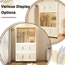 Portable Wardrobe Closet Storage Organizer With 9 Magnetic Doors - Cream White by HouseOfZazla