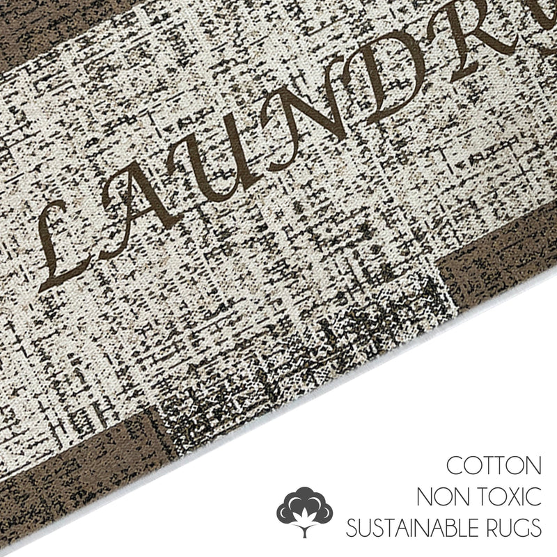 SussexHome Non Skid Washable Laundry Room Rug Runner - 20" x 59" | Brown&White
