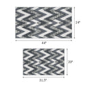 Chevron Design Non Skid Washable Kitchen Runner Rugs Set of 2| 44 x 24 and 31.5 x 20 Inches Floor Mats |Gray