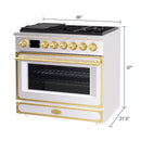 36 Inch Freestanding Custom Gas Range with 6 Sealed Burners Cooktop, Rapid Convection Oven, Natural Gas/LP Convertible - AK-G36N05A-1