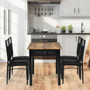 5 Pcs Dining Set Wood Metal Table and 4 Chairs with Cushions by LJGDeals