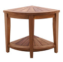 Tanzania Oiled Teak Shower and Bath Corner Stool with Shelf - 17.5"