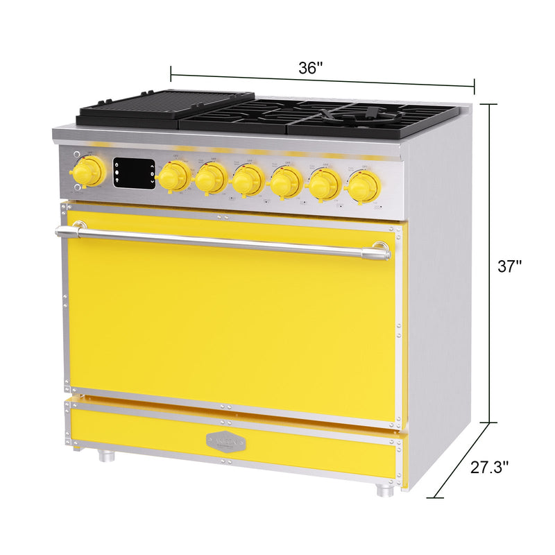 36 Inch Freestanding Custom Gas Range with 6 Sealed Burners Cooktop, Rapid Convection Oven, Natural Gas/LP Convertible - AK-G36N05A-3