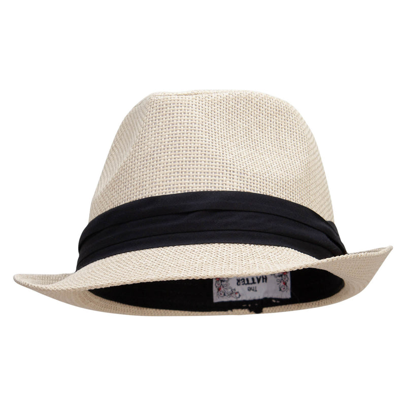 Big Size Paper Straw Fedora with Triple Pleated Band