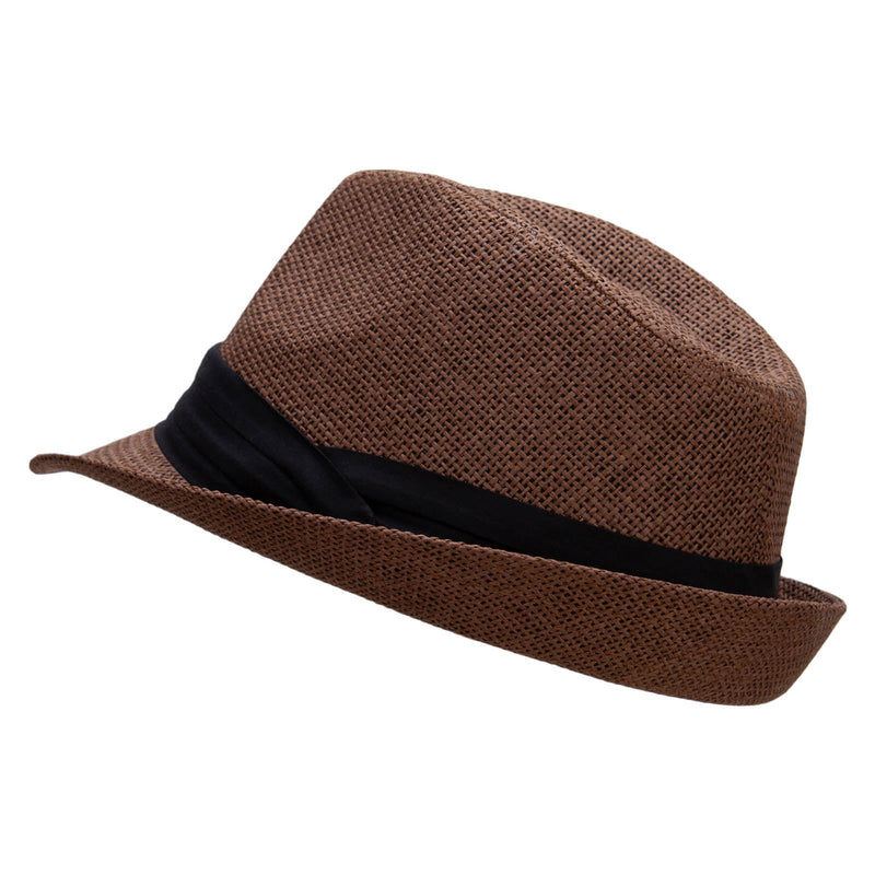 Big Size Paper Straw Fedora with Triple Pleated Band