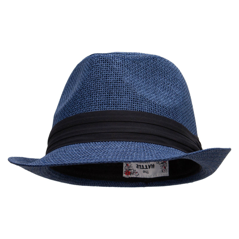 Big Size Paper Straw Fedora with Triple Pleated Band