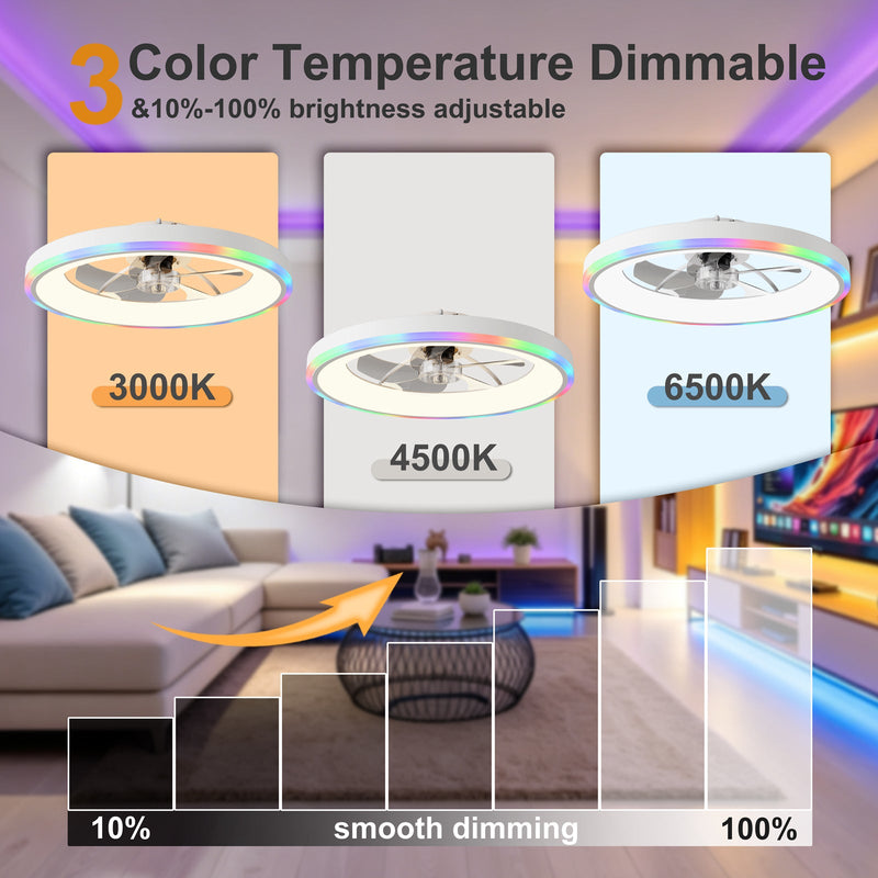 23.6" Modern RGB Ceiling Fan with Lights, photo 2 of 10