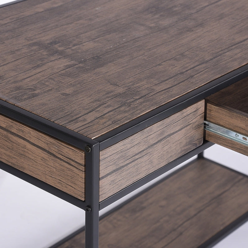 43.3" W x 21.6"D x 29.3" H Computer Desk with One Drawer, Walnut & Black