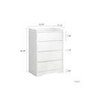 4 Drawer Dresser, Chest of Drawers Without Handle, White Dresser for Bedroom 100% Waterproof, Modern Wooden Cabinet with Sturdy Frame for Living Room, Entryway, Bedroom, Hallway, Office