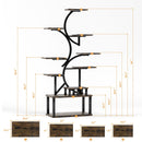 S - Shaped, 10 Tier Plant Stand With 5 Grow Lights - Deep Rustic Brown by HouseOfZazla