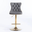 A&A Furniture,Golden Swivel Velvet Barstools Adjusatble Seat Height from 25-33 Inch, Modern Upholstered Bar Stools with Backs Comfortable Tufted for Home Pub and Kitchen Island（Gray,Set of 2） by Montret