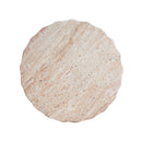 Outdoor / Indoor Lightweight Concrete Side Table, Cylinder Travertine Finish Accent Table - Beige