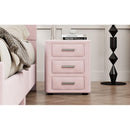 3 Pieces Bedroom Sets Full Size Velvet Upholstered Platform Bed Vertical Channel Tufted Headboard and Two Three-drawer Nightstands,Pink