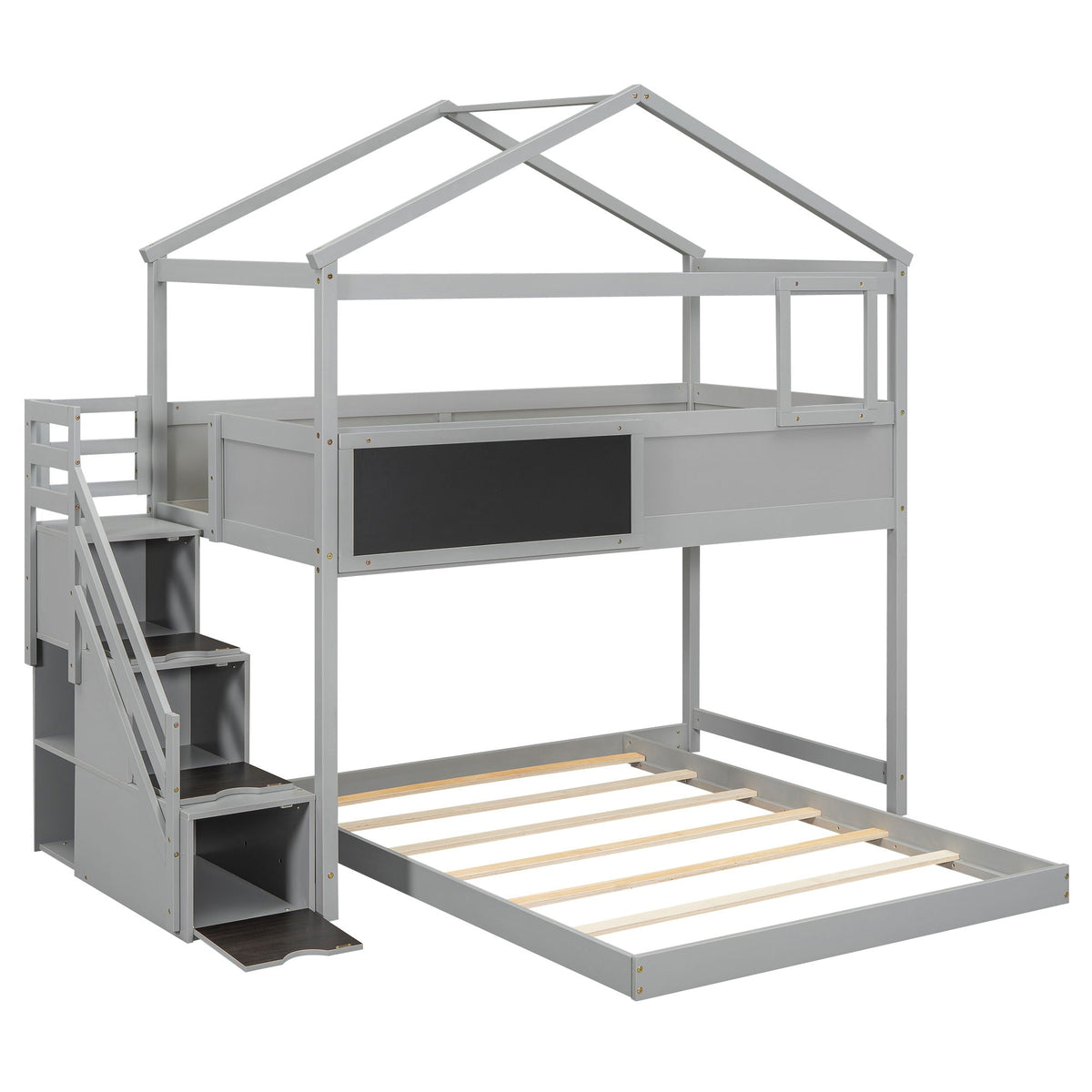 House Style Bunk Bed With Storage Staircase And board, photo 12 of 14