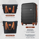 20-Inch Carry-On Luggage with Expandable Travel Bag Set, ABS Hard Shell Two-piece suitcase set, black and brown