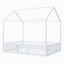 Metal House Bed With Fence And Door