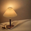 Traditional Pleated Wooden Desk Lamp with Solid Wood Base