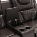 Home Theater Seating Manual Recliner Loveseat With Hide-Away Storage, Cup Holders And Led Light Strip For Living Room by HouseOfZazla