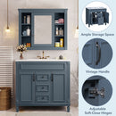 36" Bathroom Vanity With Ceramic Sink and Soft-Close Doors - Blue by HouseOfZazla