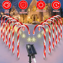 Solar Christmas Candy Cane Lights with 12 Candies 72LEDs Outdoor Christmas Decorations IP44 Waterproof Flickering Pathway Markers String Lights with 8