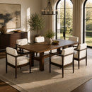 7-Piece Dining Table Set, Mid-Century 71" Rubber Wood