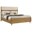 Bennett 62-inch California King Upholstered Panel Bed Cream and Light Oak