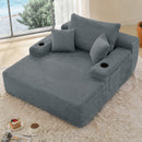 Convertible Chaise Lounge Sleeper Sofa with Cup Holders & Pillows
