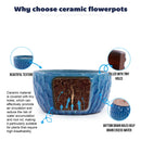 Handmade Ceramic Planter Set of 3 in Glossy Lake
