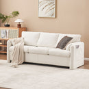 Modern 3 Seater Sofa Chenille Couch Plush Triple Seater Sofa With High Density Foam Cushions, Deep Seat Living Room Couch For Family Room, Apartment & Home Theater - Ivory White by HouseOfZazla