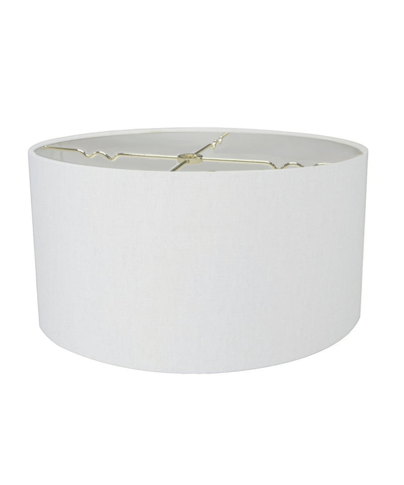 16"W x 9"H White Linen Hardback Shallow Drum Lampshade