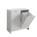Tilted Laundry Hamper With Removable Basket, Hidden Storage Cabinet, Home Organizer For Bathroom - White by HouseOfZazla