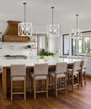 Alsy 16"W 4-Light Distressed White Caged Large Pendant Chandelier Light Fixture, French Country Style by LampsUSA