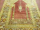 4' 5" X 7' Antique HandmadeTurkish Prayer Melas Oushak Wool Rug Mehrab Nice