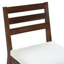 TREXM Rustic Patio Bar Set with Ergonomic Chairs, Solid Wood Slatted Tabletop in Mocha+Beige Cushion by Montret