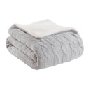 3 Pieces Full/Queen Cable Knit Chenille Comforter Set Gray