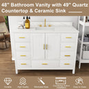 48" Modern Solid Wood Bathroom Vanity with Sink, 49" Carrara