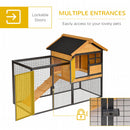 2-Level Rabbit Hutch Bunny House with Weatherproof Asphalt Roof, Removable Tray and Ramp for Outdoor