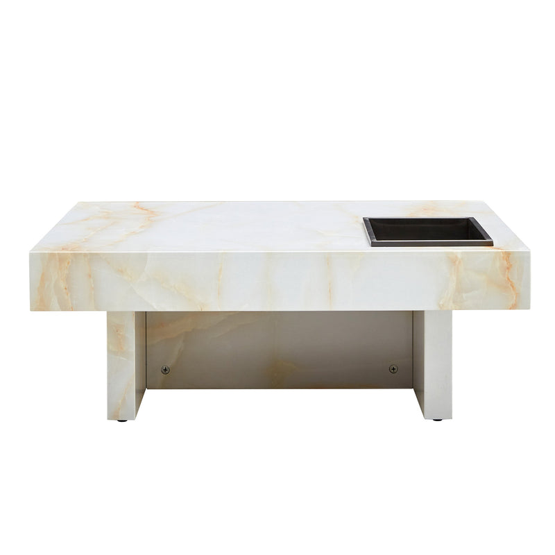 A modern and practical coffee table with imitation marble patterns, made of MDF material. The fusion of elegance and natural fashion 31.4"x 31.4"x 12 "