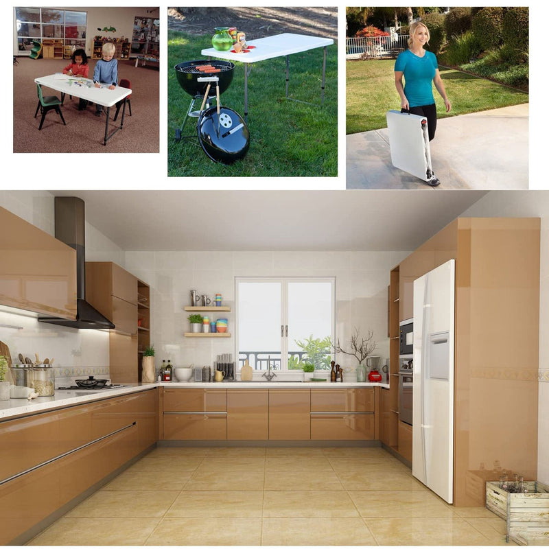 4FT Portable Plastic Folding Table,White