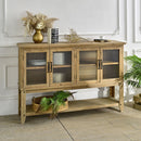 Rectangle Accent Sideboard Cabinet With Storage Shelf, Cabinet For Kitchen - Natural Wood by HouseOfZazla
