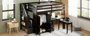 Loft Bed With Stairs, Bookshelf, Drawers, Desk & Wardrobe, Space Saving Multifunctional Furniture by HouseOfZazla
