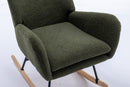 35.5 inch Rocking Chair, Soft Teddy Velvet Fabric Rocking Chair for Nursery, Comfy Wingback Glider Rocker with Safe Solid Wood Base for Living Room Bedroom Balcony (dark green)
